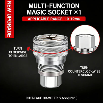 Universal Socket Wrench Tool Self-Adjusting Multi-Size Socket for Ratchets & Power Drills