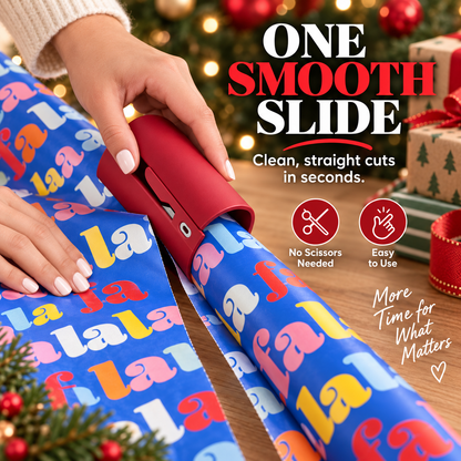 One-Slide Gift Wrap Cutter Clean, Straight Wrapping Paper Cuts Without Scissors