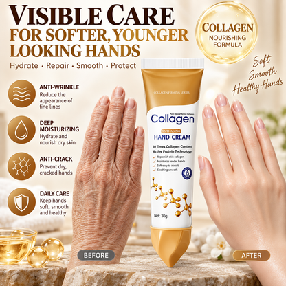 Collagen Anti-Wrinkle Hand Cream Daily Hydrating Repair for Dry, Cracked Hands & Heels