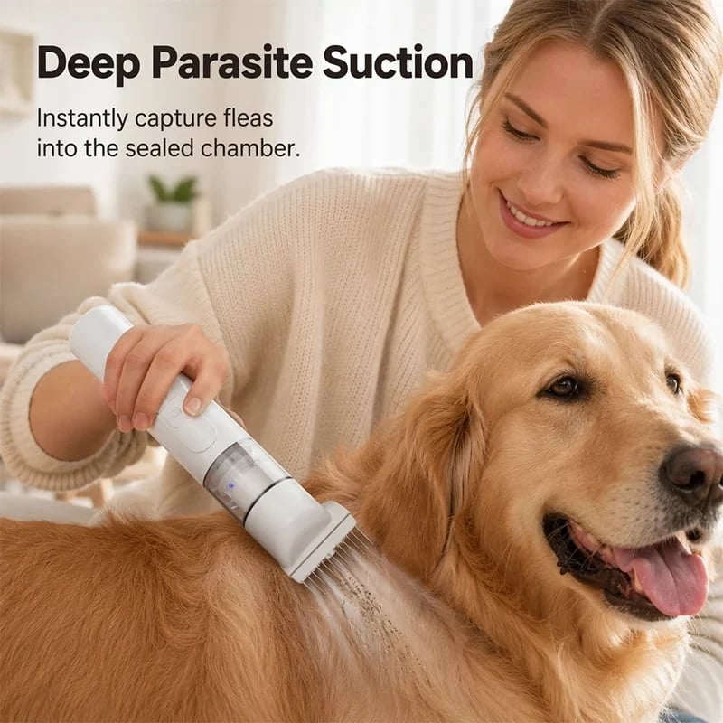 Electric Pet Hair Comb Suction & Detangling Tool, Gentle Grooming for Dogs & Cats