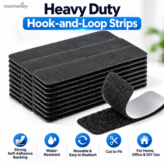 Heavy-Duty Self-Adhesive Hook & Loop Strips Reusable, Water-Resistant & Cut-to-Fit