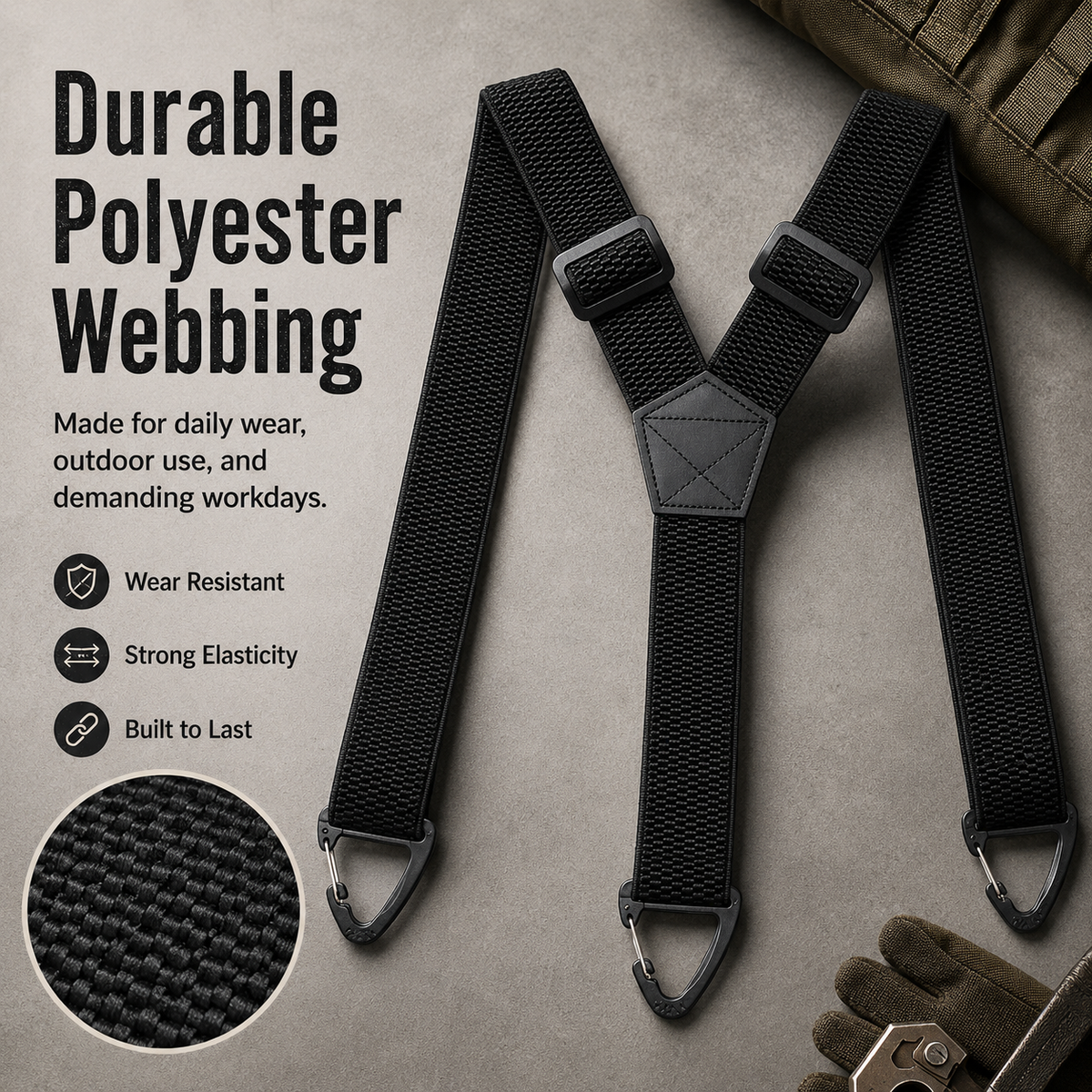 Heavy-Duty Men s Suspenders with Hook Clips Adjustable X/Y-Back Work Suspenders