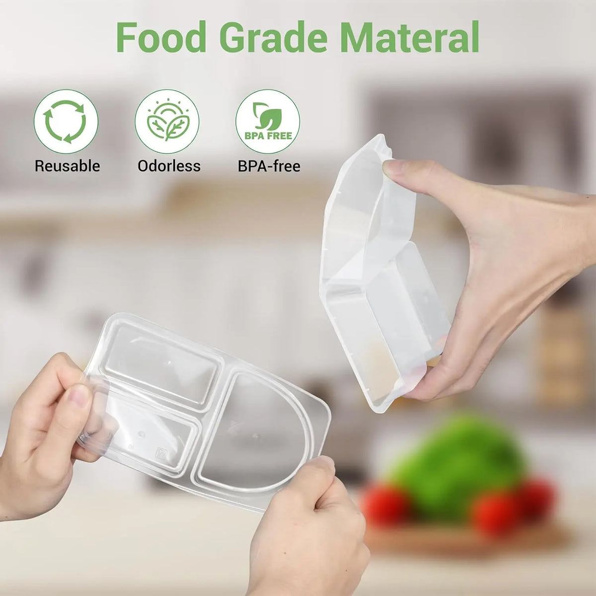 Dual Compartment Disposable Food Containers Leakproof Takeout Boxes with Sauce Compartments