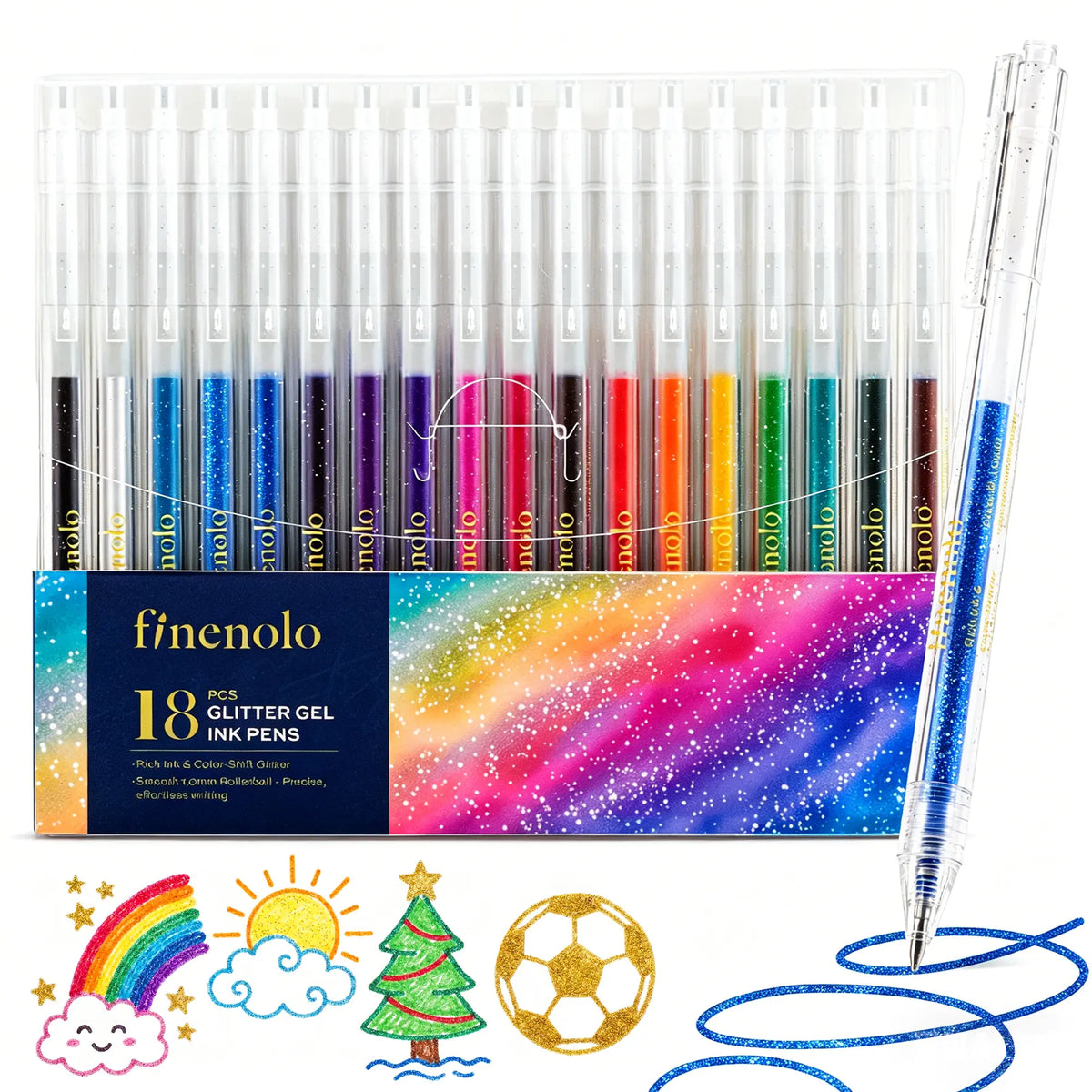 Selling Retractable Glitter Sparkle Gel Pens 1.0mm Fine Tip, Large Capacity Gel Pen Set for Art Journal & Hand Lettering