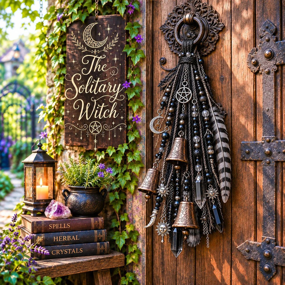 Witchy Door Charm | Bells, Crystals & Celestial Hanging Decor