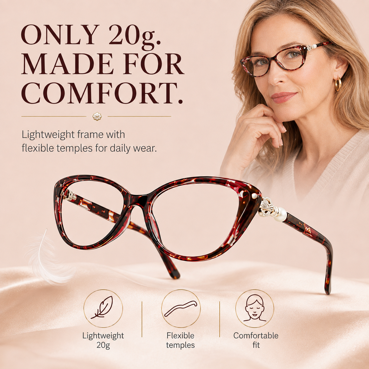 CAT EYE WITH PEARL HINGE PROGRESSIVE MULTIFOCAL READING GLASSES