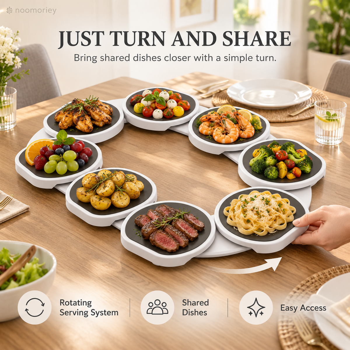 Share & Spin Expandable Lazy Susan Turntable for Dining Tables
