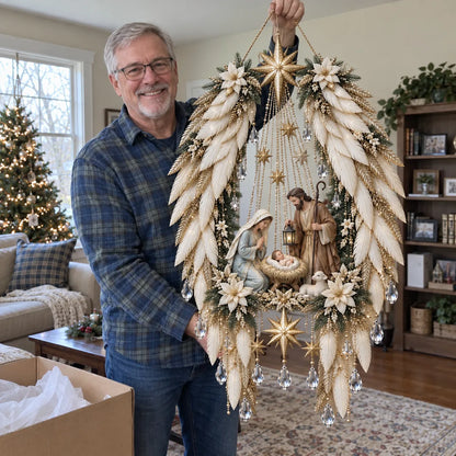 3D Heavenly Angel Wings Nativity Light Lighted Christmas Wall Decor