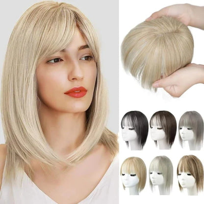 Superior Quality-Natural Hair Toppers With Bangs For Women