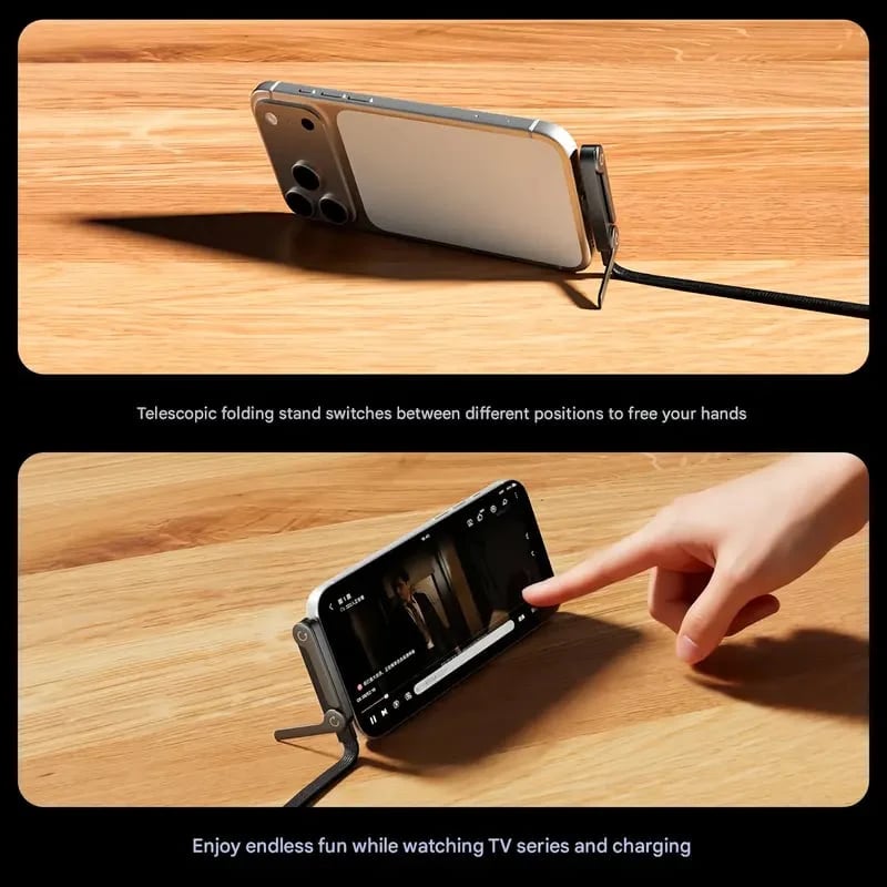 2-in-1 Invisible Holder Charger Cable 240W Fast Charging Cord with Built-In Phone Stand