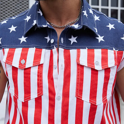 4th of July Men s and Women's American Flag Denim Vest