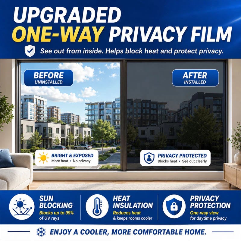 One-Way Mirror Window Film Heat Control & UV Protection