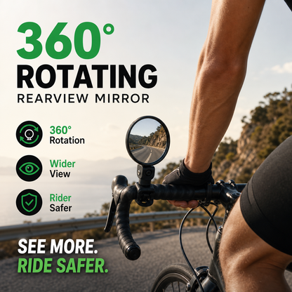 2026! 360 Rotating Rearview Mirror Clear view behind, no more neck twisting. Fits bikes