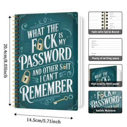 Almost Funny Password Notebook - Spiral Bound with Lock Icons & Funny Security Phrases
