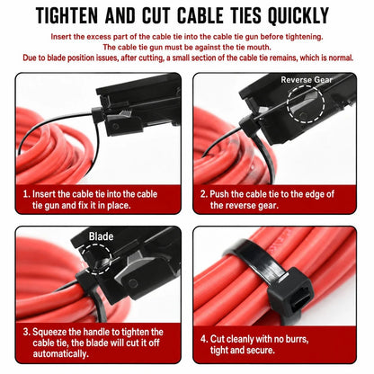 Nylon Cable Tie Tensioning Tool - Adjustable Zip Tie Tightener & Cutter
