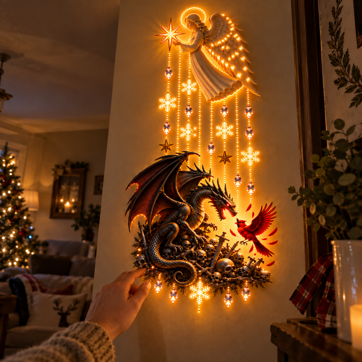Mercy, War & Hope Lighted Wall Hanging-A Prayer for Peace Lighted Angel Wall Decor