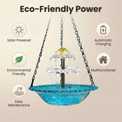 Spring --Solar Powered Hanging Bird Bath Fountain