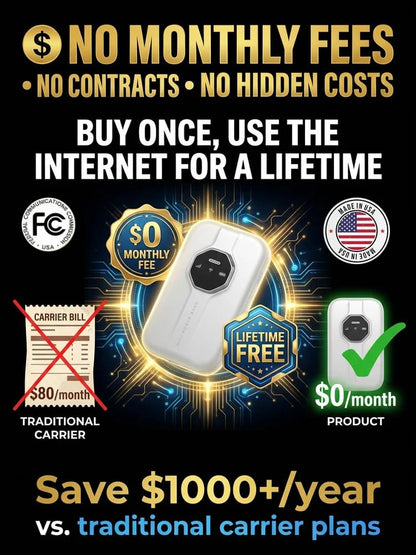 Boundless Portable Wi Fi | Global Coverage, Free for Life, No SIM, No Contract, No Hidden Costs