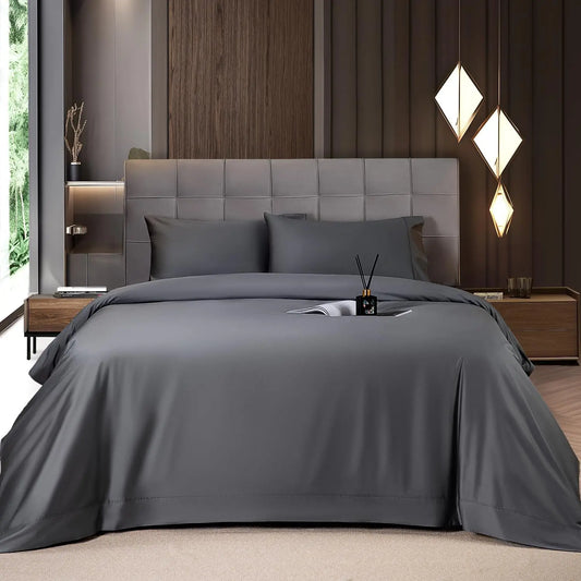 Shilucheng Bamboo Sheet Set - 4/6 Pc Bedding Set with 16'' Deep Pocket Lightweight, Twill, Smooth Fitted Sheets