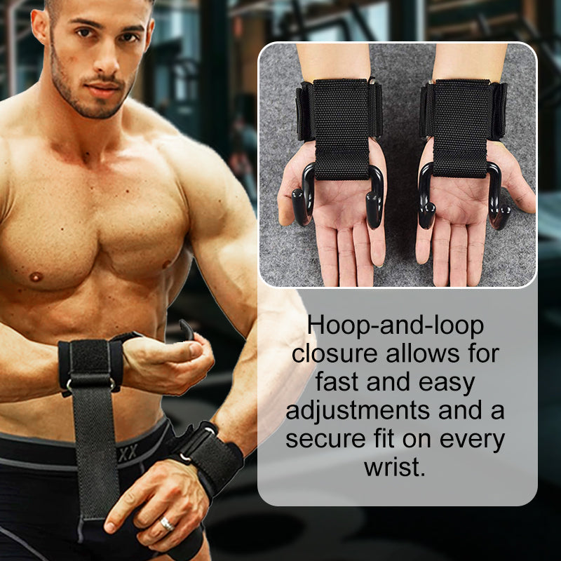 Heavy Duty Weight Lifting Wrist Hook Straps - Non-Slip Gym Wrist Support Hooks for Powerlifting & Deadlift