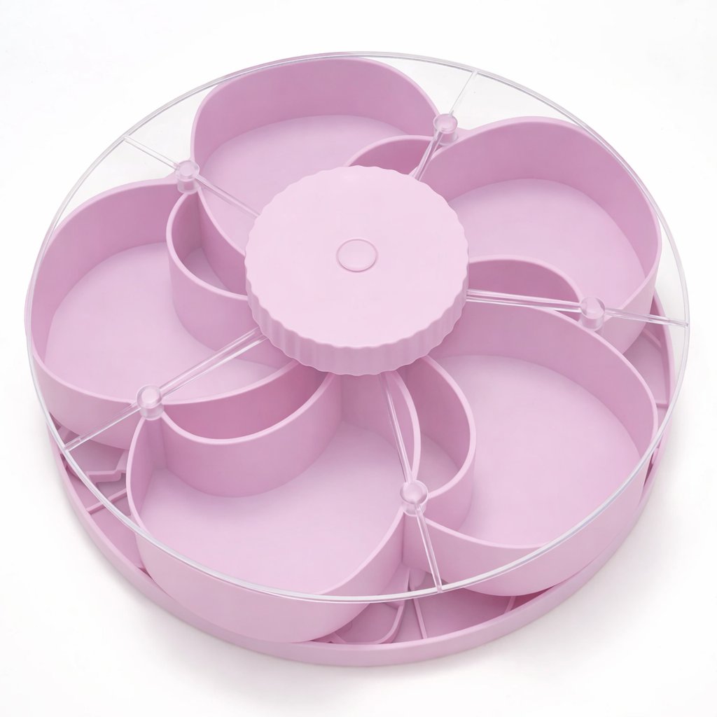 🎁Free Shipping！🍽️ Rotating 5-Compartment Snack Tray