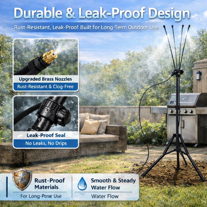 Portable Misting System: Drop your patio temperature by 20 F instantly without using a single watt of electricity