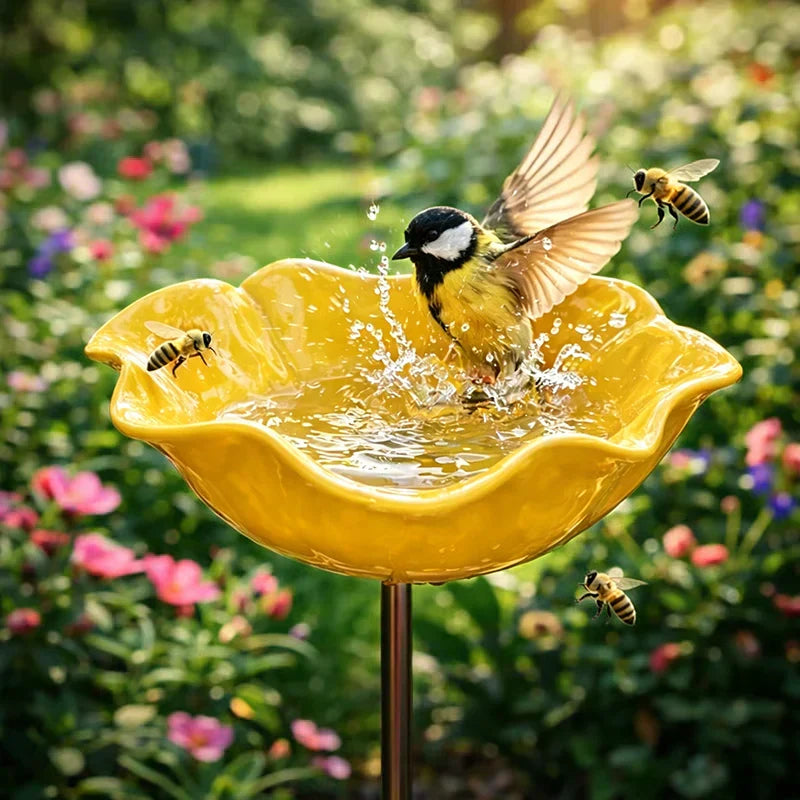 Metal Flower Bird Waterer