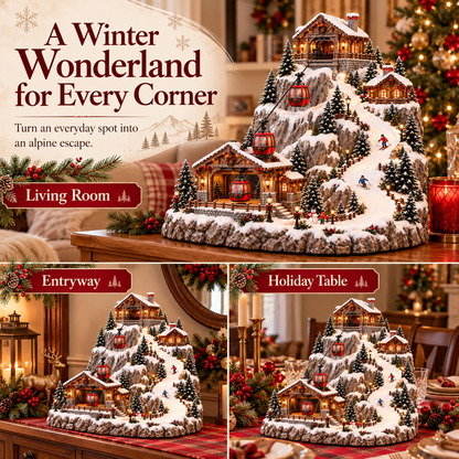 Alpine Christmas Ski Village Festive Mountain Holiday Display