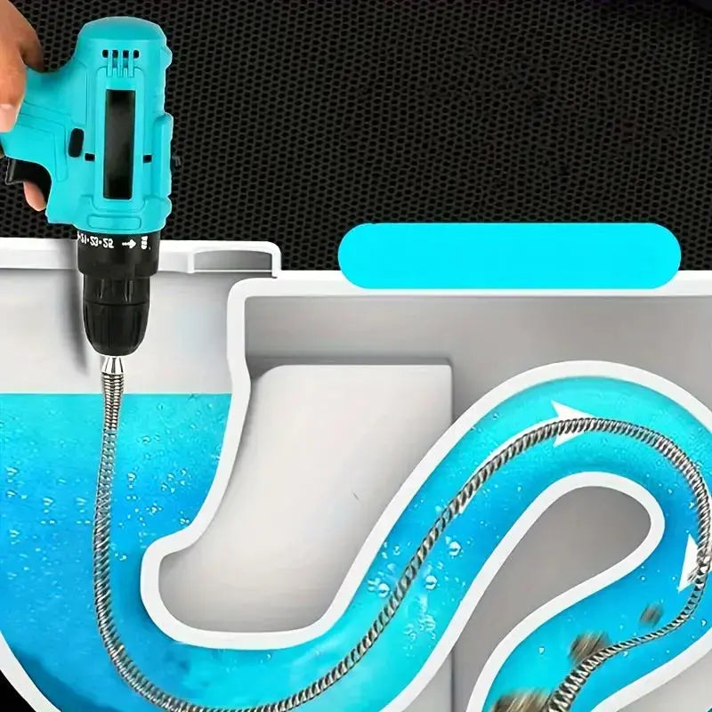 Flexible Drill-Powered Drain Cleaning Snake Deep Pipe Clog Remover for Sinks, Showers & Toilets