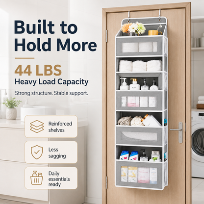 5-Tier Over-the-Door Organizer Extra Side Mesh Pockets for More Storage