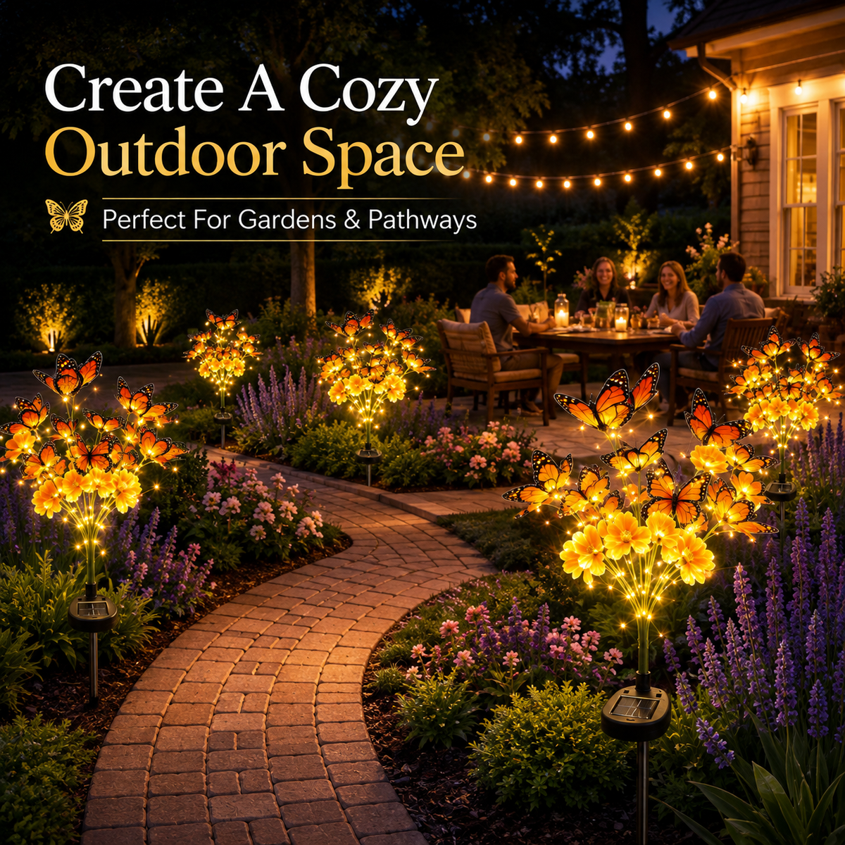Solar Butterfly Flower Garden Stake Light Waterproof Outdoor Pathway Decor