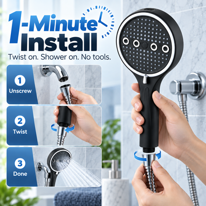 6-Mode High-Pressure Turbo Shower Head