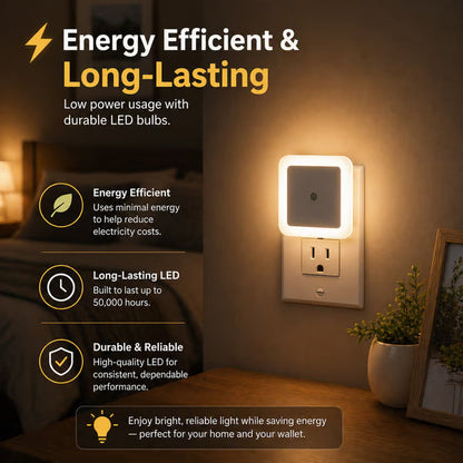 6-Pack Dusk-to-Dawn LED Night Lights (Warm White, Plug-In)
