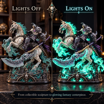Wraith Rider Soulfire Horseman Lamp Gothic Undead Knight Collector Light