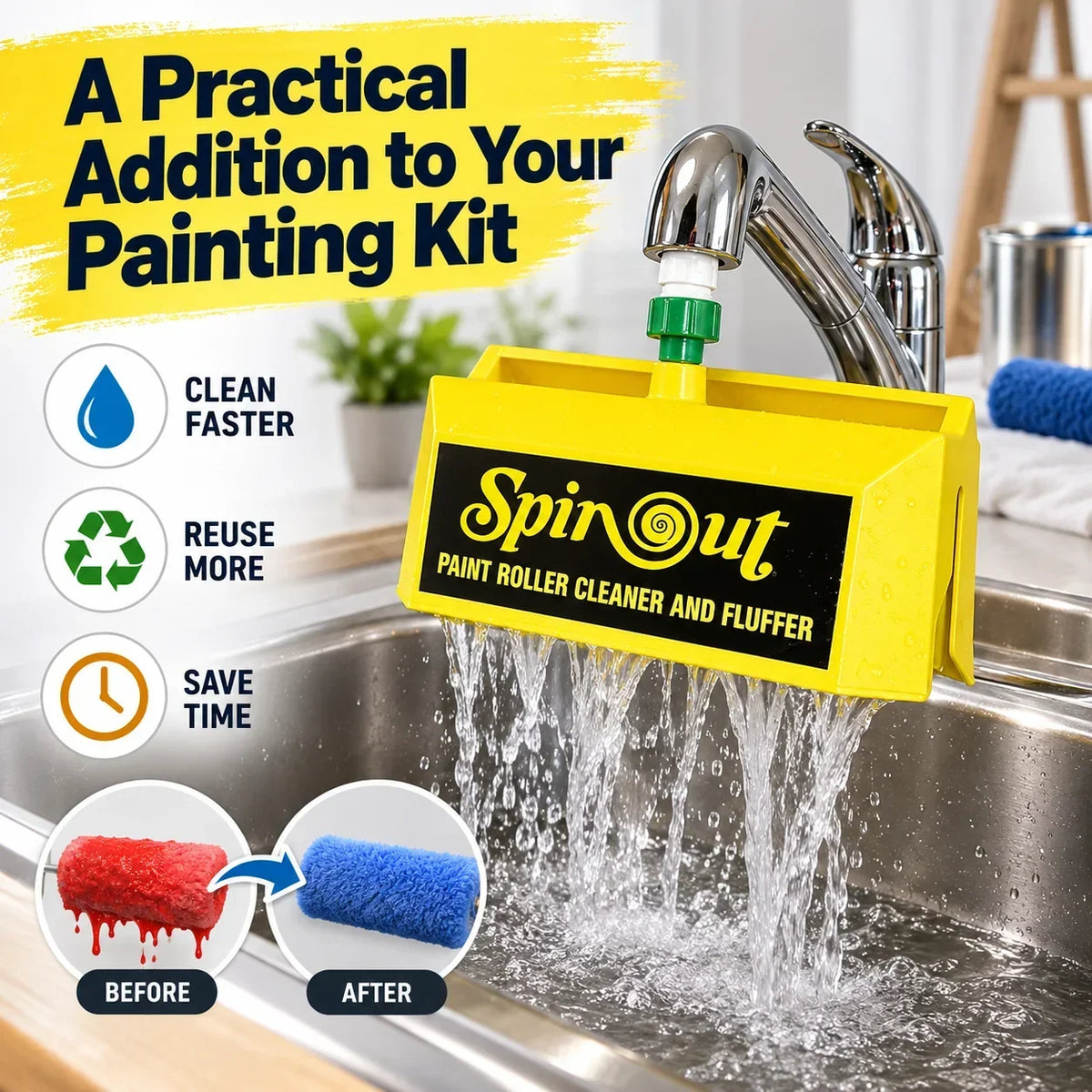 Paint Roller Cleaner with Hose &amp; Faucet Adapter