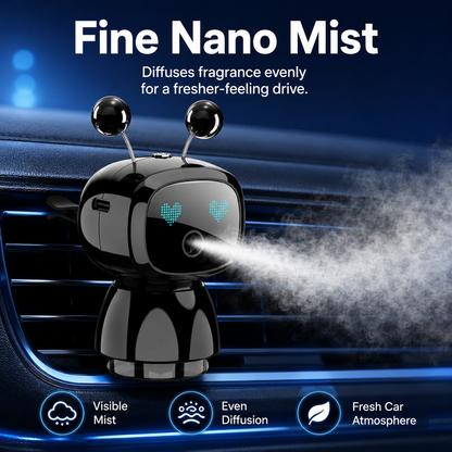Cute Robot Car Diffuser Auto-Sensing Mist & LED Vent Freshener