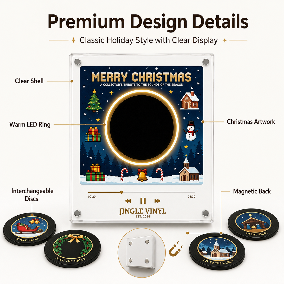 Jingle Vinyl Christmas Magnetic Music Player Set