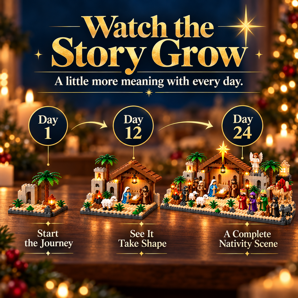 Nativity Building Advent Calendar | 24 Daily Builds to Create a Complete Christmas Scene
