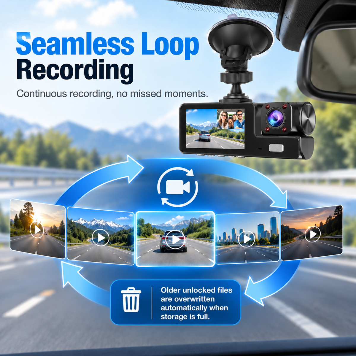 Upgraded 360 Protection Dash Cam: Triple-Lens 1080P Front Cabin Rear Never Drive Blind Again!
