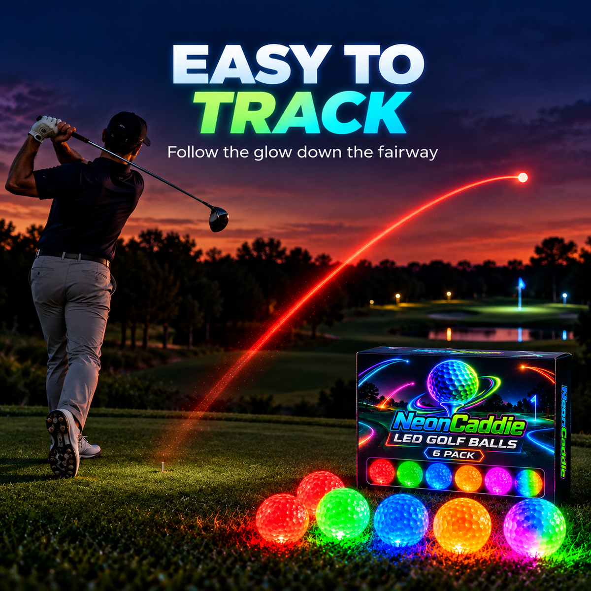 Light up every round, Ahlet-LED Golf Balls 6-Pack