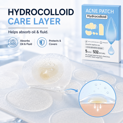 532 PCS Hydrocolloid Acne Patches Multi-Size Blemish & Spot Absorbing Covers