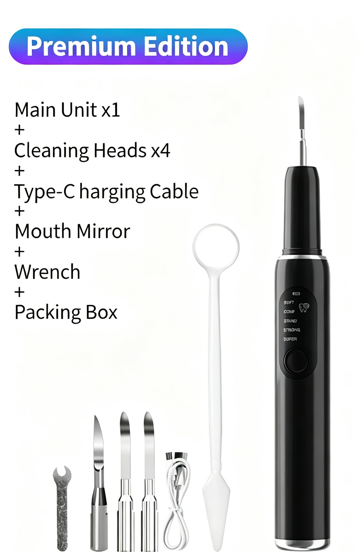 Ultrasonic Plaque and Tartar Remover, Professional Teeth Cleaning Kit (7-Piece Set) Safe and Gentle