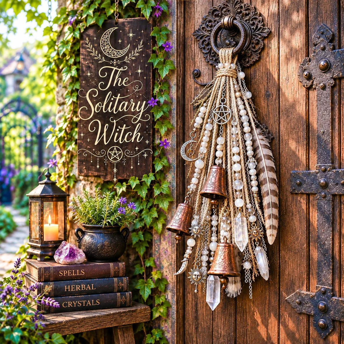 Witchy Door Charm | Bells, Crystals & Celestial Hanging Decor