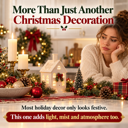 Lighted Christmas House Diffuser Cozy Holiday Cottage with Gentle Mist
