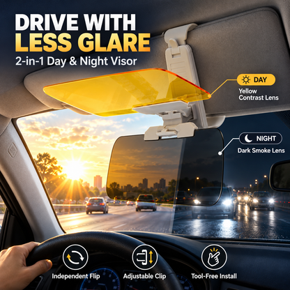 2-in-1 Car Visor Extender Day & Night Anti-Glare Driving Shield