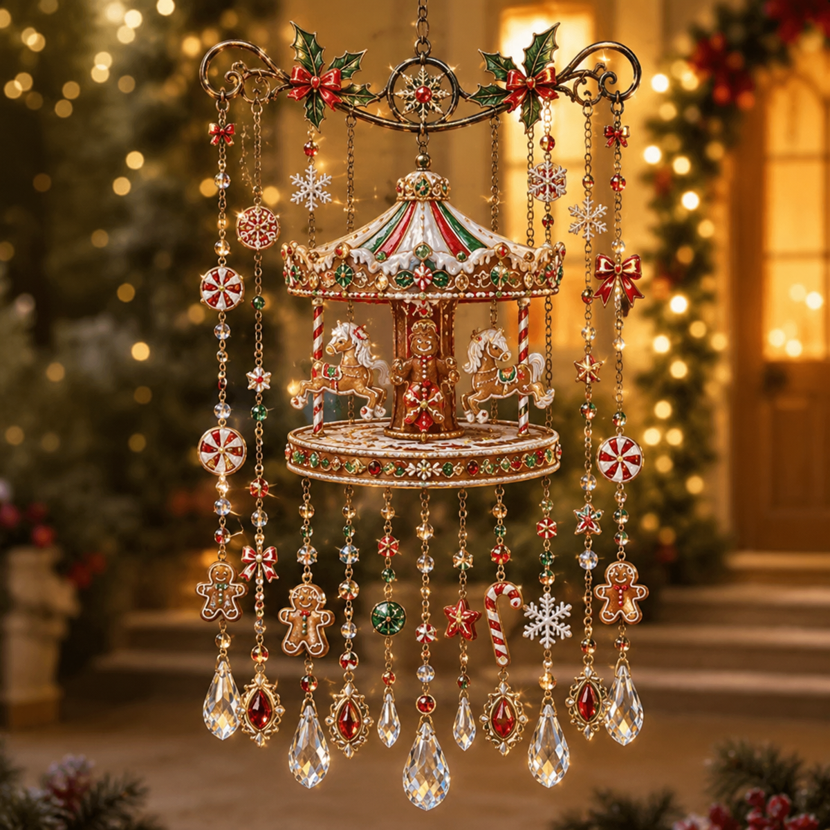 Christmas Crystal Wind Chime for Porch & Garden Decor