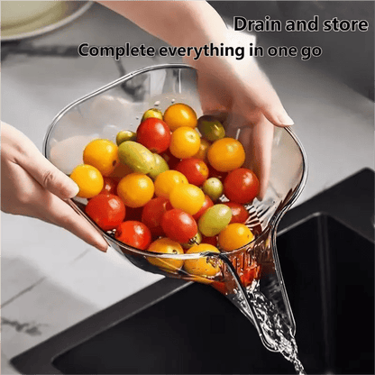 Drain Basket with Jumpstart Spout Accessories Gadgets for Washing Vegetables & Fruits