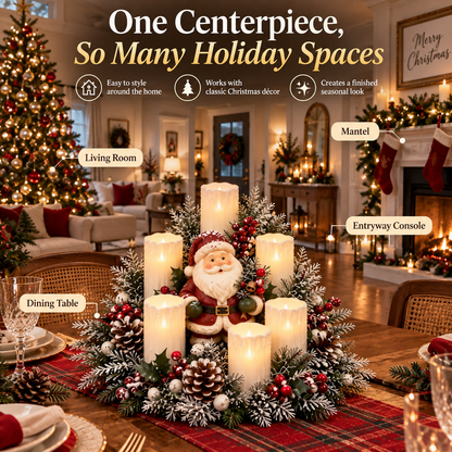 Christmas Reindeer Candle Centerpiece Peace, Joy & Love Holiday Table Decor