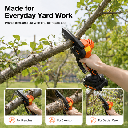 Cordless Mini Chainsaw One-Hand Electric Pruning Saw for Branches & Yard Work