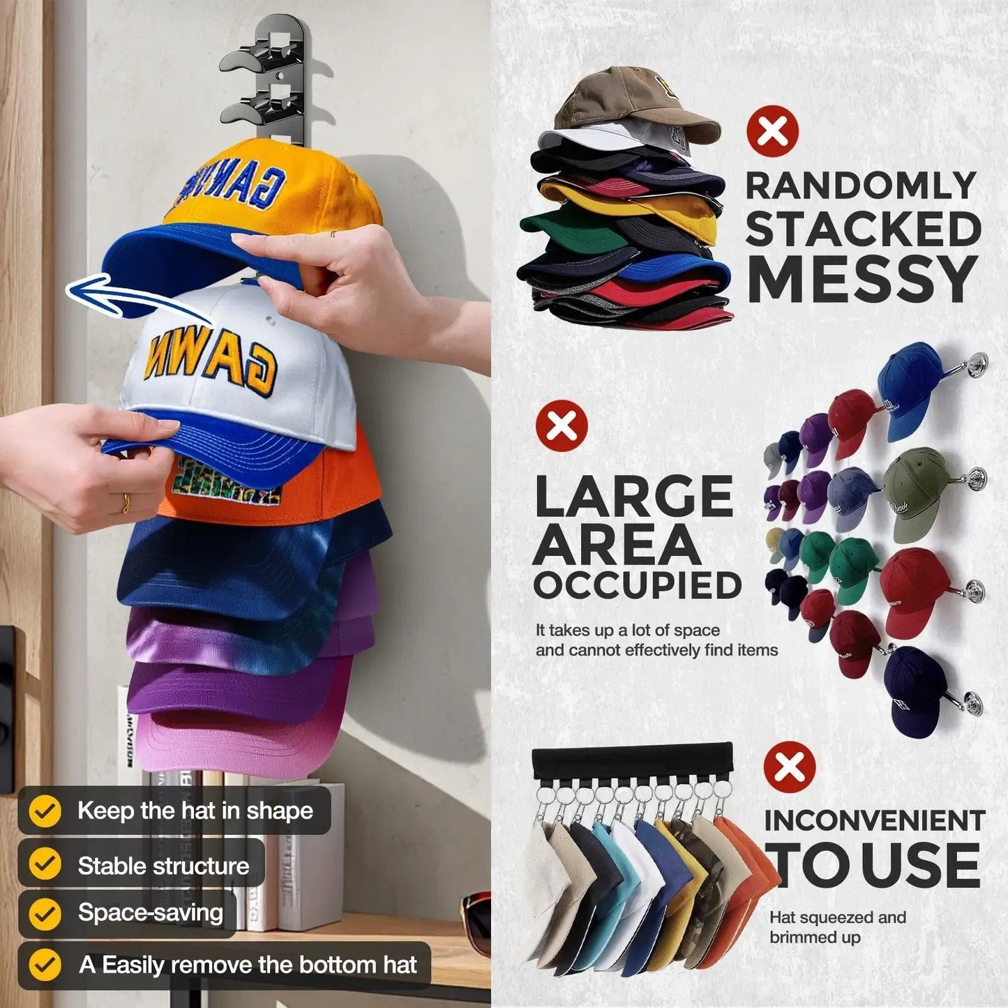 Wall-Mounted Hat Hook Set